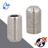 M3X0.5 Flat Point Allen Socket Set Screw - A4 Stainless ISO 4026