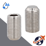 M4X0.7 Flat Point Allen Socket Set Screw - A4 Stainless ISO 4026