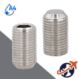 M1.6X0.35 Flat Point Set Screw,A4 Stainless Steel,ISO 4026 / DIN 913