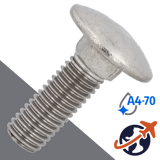 M8X1.25 Carriage Bolt - A4 Stainless DIN 603