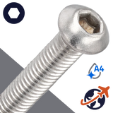 M2X0.4 Button Head Cap Screw - A4 Stainless ISO 7380-1