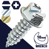 M6.3 Phillips Hex Flange,Zinc Plated Steel,Sheet Metal Screw