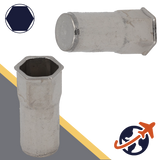 Countersunk, Hex Head,A2 Stainless, CLOSED End,Semi-Hex Rivet Insert Nut