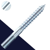 M4X0.7 Hanger Bolt,Steel Zinc Plated,Machine + Wood Thread