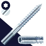 M12X1.75 Torx Hanger Bolt,Steel Zinc Plated,Machine + Wood Thread