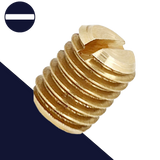 M8X1.25 Slotted Flat Point Set Screw - Brass DIN 551