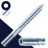 M10X1.5 Torx Hanger Bolt,Steel Zinc Plated,Machine + Wood Thread