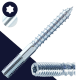 M8X1.25 Drive Hanger Bolt,Steel Zinc Plated,Machine + Wood Thread