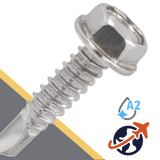 M4.8 Hex Flange Self-Drilling,A2 Stainless,DIN 7504 Type K