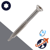 M3.2 Oval Flat Self-Drilling Wood Screw - A2-50 Stainless