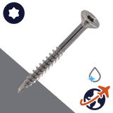 M3.5 C1 Stainless Torx, Small Flat Head, Wood Thread, Drilling Tip