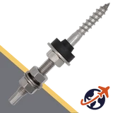 M10 Assembled Hanger Bolts,EPDM Gasket + Hex Nuts + Washers,Stainless Steel