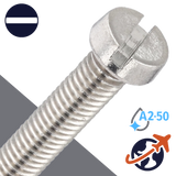 M1.2X0.25 Slotted Cheese Head,A2-50 Stainless,DIN 84 / ISO 1207
