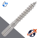 M10 Hanger Bolt,Machine + Wood Thread,A4 Stainless Steel