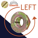 LEFT Flange Nut,Steel Zinc Plated,Serrated Flange