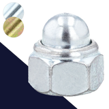 Nylon Insert Acorn Nut,Zinc / Yellow Plated,DIN 986 Locking