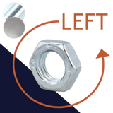 Left Hand Jam Thin Nut FINE,Steel, Class Varies,DIN 439/936 LH