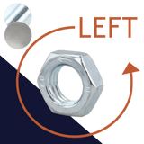 Left Hand Jam Thin Nut FINE,Steel, Class Varies,DIN 439/936 LH