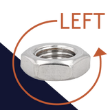 Left Hand Jam Thin Nut,Stainless Steel A2,DIN 439 LH