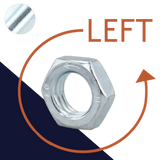 Left Hand Jam Thin Nut,Steel, Class Varies,DIN 439/936 LH