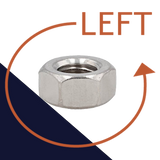 Left Hand Hex Nut Coarse,Stainless Steel A2,DIN 934-LH