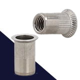 Countersunk, Wide Head,Ribbed Rivet Insert Nut,A2 Stainless, Open End