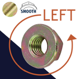 LEFT Flange Nut,Steel Zinc Plated,Smooth Flange