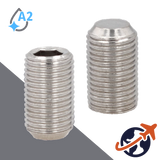 M8X1.25 Flat Point Allen Socket Set Screw - A2 Stainless ISO 4026
