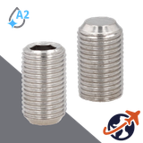 M1.6X0.35 Flat Point Set Screw,A2 Stainless Steel,ISO 4026 / DIN 913