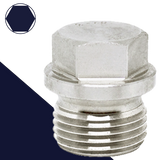 British Flanged Hex Plug,Stainless Steel,DIN 910 BSPP