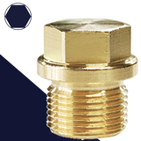 Flanged Hex Drive Plug,Solid Brass,DIN 910