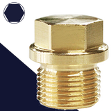 Flanged Hex Drive Plug,Solid Brass,DIN 910