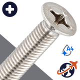 M3X0.5 Flat Head Screw Phillips - A4 Stainless DIN 965