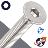 M8X1.25 Flat Head Cap Screw - A4 Stainless ISO 10642