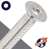 M1.6X0.35 Torx Flat Head Cap Screw - A2 Stainless ISO 14581