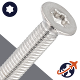 M1.6X0.35 Torx Flat Head Cap Screw - A2 Stainless ISO 14581