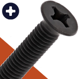 M6 Flat Head Phillips,Stainless + Black Oxide,DIN 965