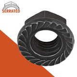 Serrated Flange Nut DIN 6923,Stainless + Black Oxide,Coarse Thread