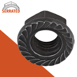 Serrated Flange Nut DIN 6923,Stainless + Black Oxide,Coarse Thread