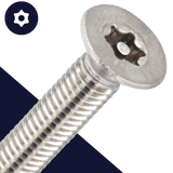 M6 Flat Head Torx + Pin,Stainless Steel A2,Security Screw