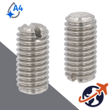 M10X1.5 Slotted Flat Point Set Screw - A4 Stainless DIN 551