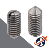 M1.6X0.35 Slotted Set Screw,14H Steel CONE Point,DIN 553 / ISO 7434