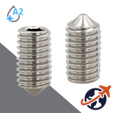 M10X1.5 Cone Point Set Screw,A2 Stainless Steel,ISO 4027 / DIN 914