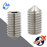 M10X1.5 Cone Point Set Screw,A4 Stainless Steel,ISO 4027 / DIN 914