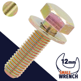 M8X1.25 Hex SEMS,Steel Yellow Zinc,Flat Washer / Wrench 12mm
