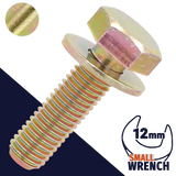 M8X1.25 Hex SEMS,Steel Yellow Zinc,Flat Washer / Wrench 12mm