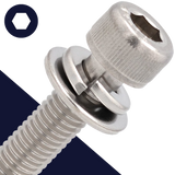 M8X1.25 SEMS Socket Head,Stainless Steel,Flat + Lock Washer