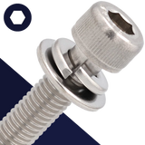 M4X0.7 Bolt Socket Head Stainless + Flat/Lock Washer Stainless