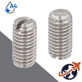 M10X1.5 Slotted Set Screw,A4 Stainless CUP POINT,DIN 438 / ISO 7436