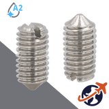 M1.6X0.35 Slotted Set Screw,A2 Stainless CONE Point,DIN 553 / ISO 7434